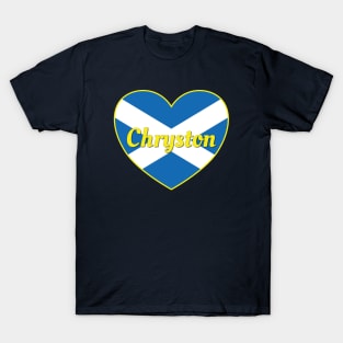 Chryston Scotland UK Scotland Flag Heart T-Shirt